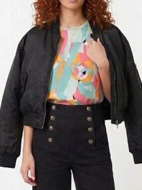 CELINE Paris Vintage 80s Abstract Geometric Print Top Size US2 / IT38